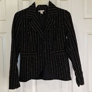 Lux Navy Blue Velvet Floral Blazer - S